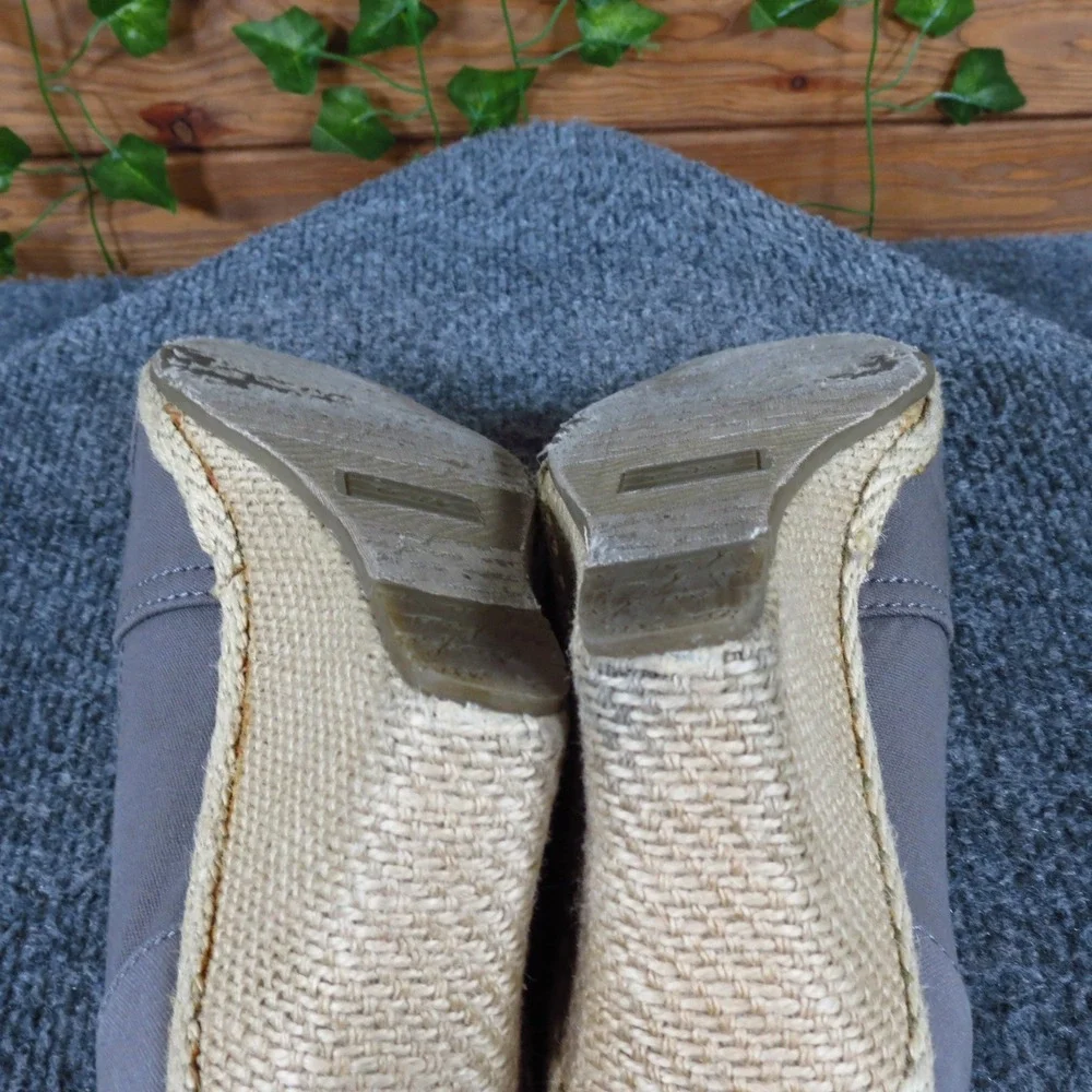 TOMS Calypso Women Wedge Espadrille Sandals Size‎ 8.5 Casual Summer Gray Canvas